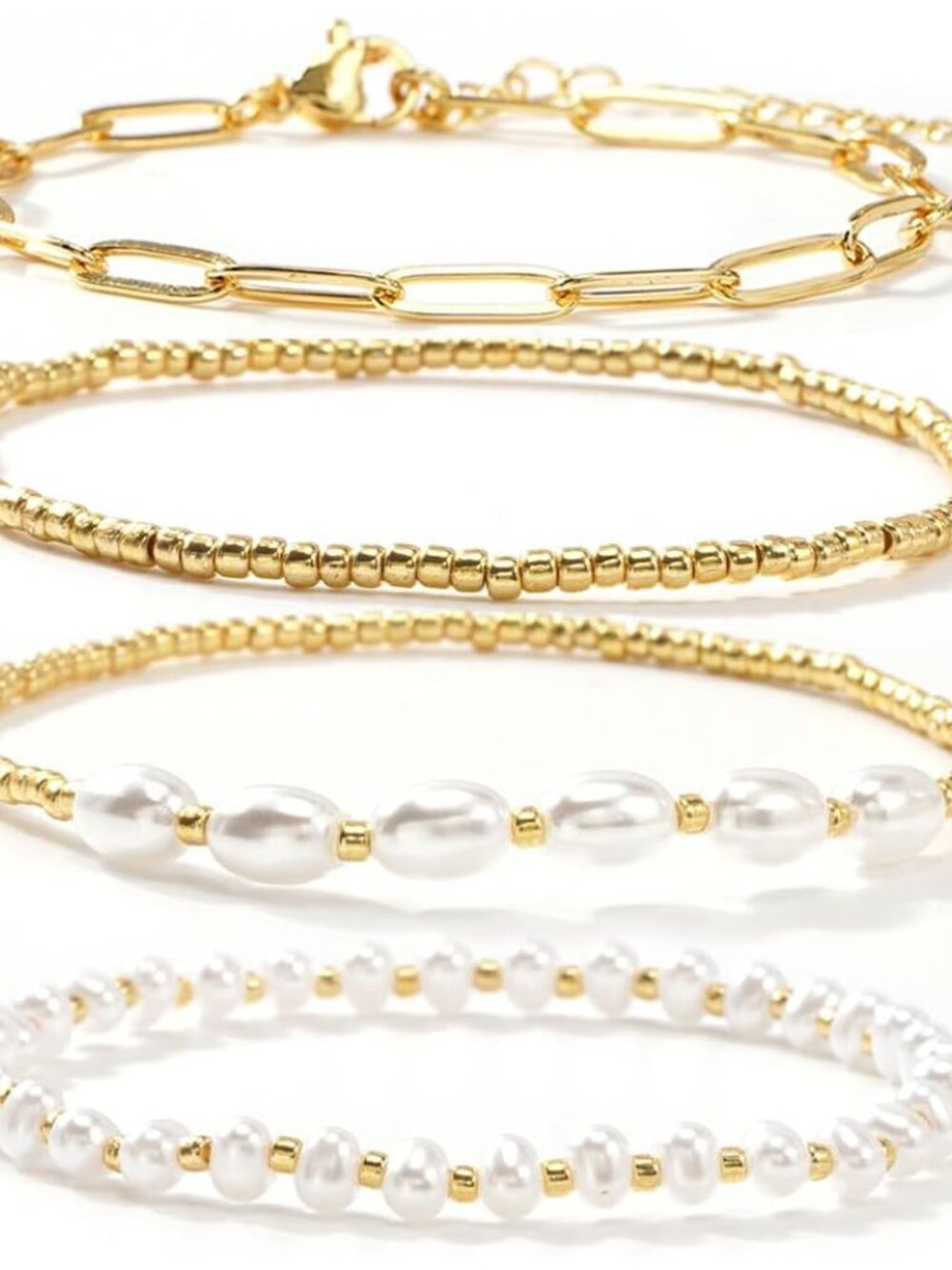 Handmade 14K Gold Cross Charm Stretch Bracelets Set for Women - Trendy Accessory
